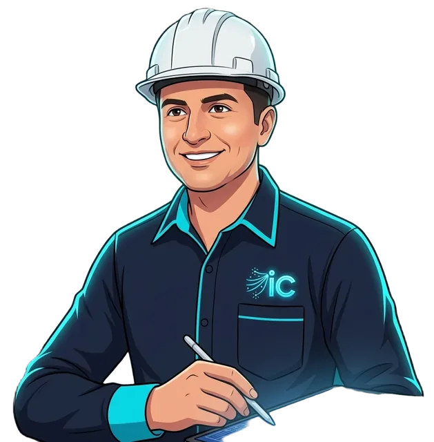 Jonathan, ingeniero eléctrico con casco blanco